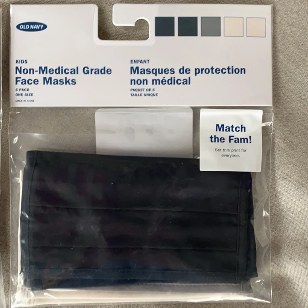 New old navy kid face masks 2 packs of 5 mask Grey black ivory multi 😷